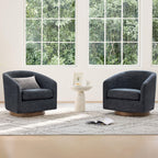 CHITA Swivel Accent Chair, Fully Assembled Fabric Barrel Armchair with FSC Certified Upholstered for Living Room, Bedroom and Office, Cream Gronata