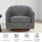 CHITA Swivel Accent Chair, Fully Assembled Fabric Barrel Armchair with FSC Certified Upholstered for Living Room, Bedroom and Office, Cream Gronata
