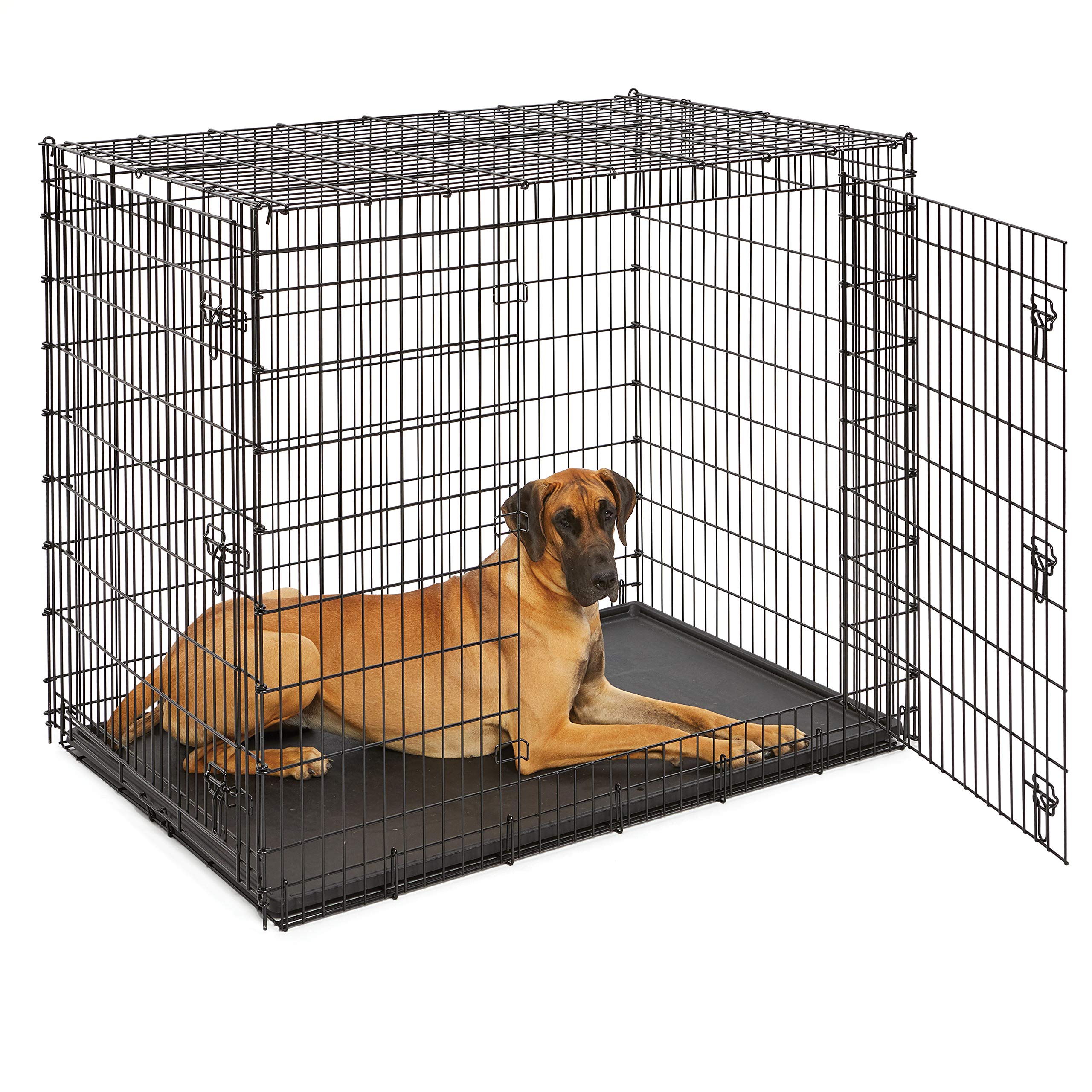 MidWest Homes for Pets 30-Inch iCrate for Medium Breeds, 21-40 lbs, Single Door Folding Dog Crate with Divider Panel, Leak-Proof Tray & Secure Latch, Portable, Durable & Easy to Assemble Gronata