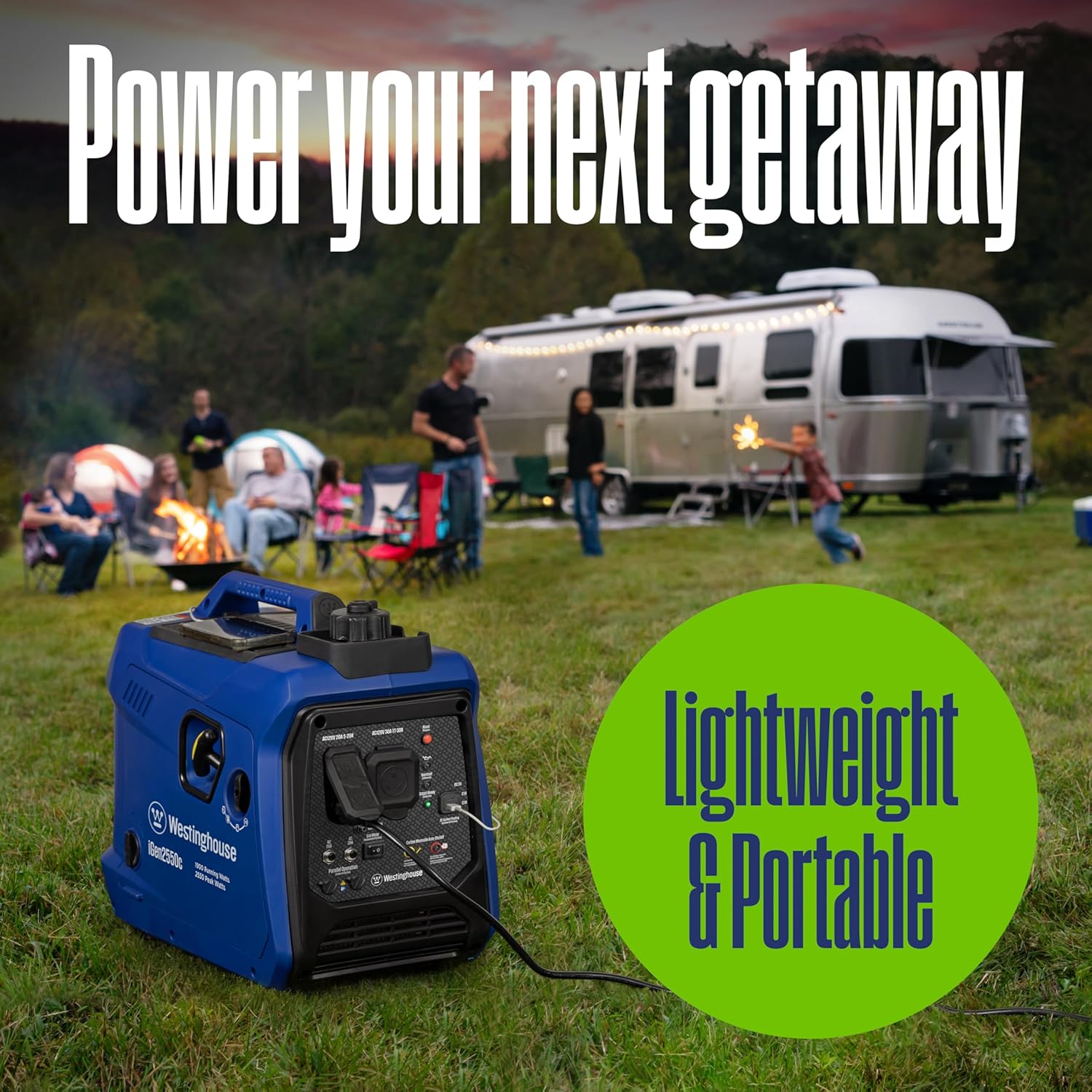 Westinghouse 2550 Peak Watt Super Quiet & Lightweight Portable Inverter Generator, RV Ready 30A Outlet, Gas Powered, CO Sensor, Parallel Capable, Long Run Time,Blue Gronata