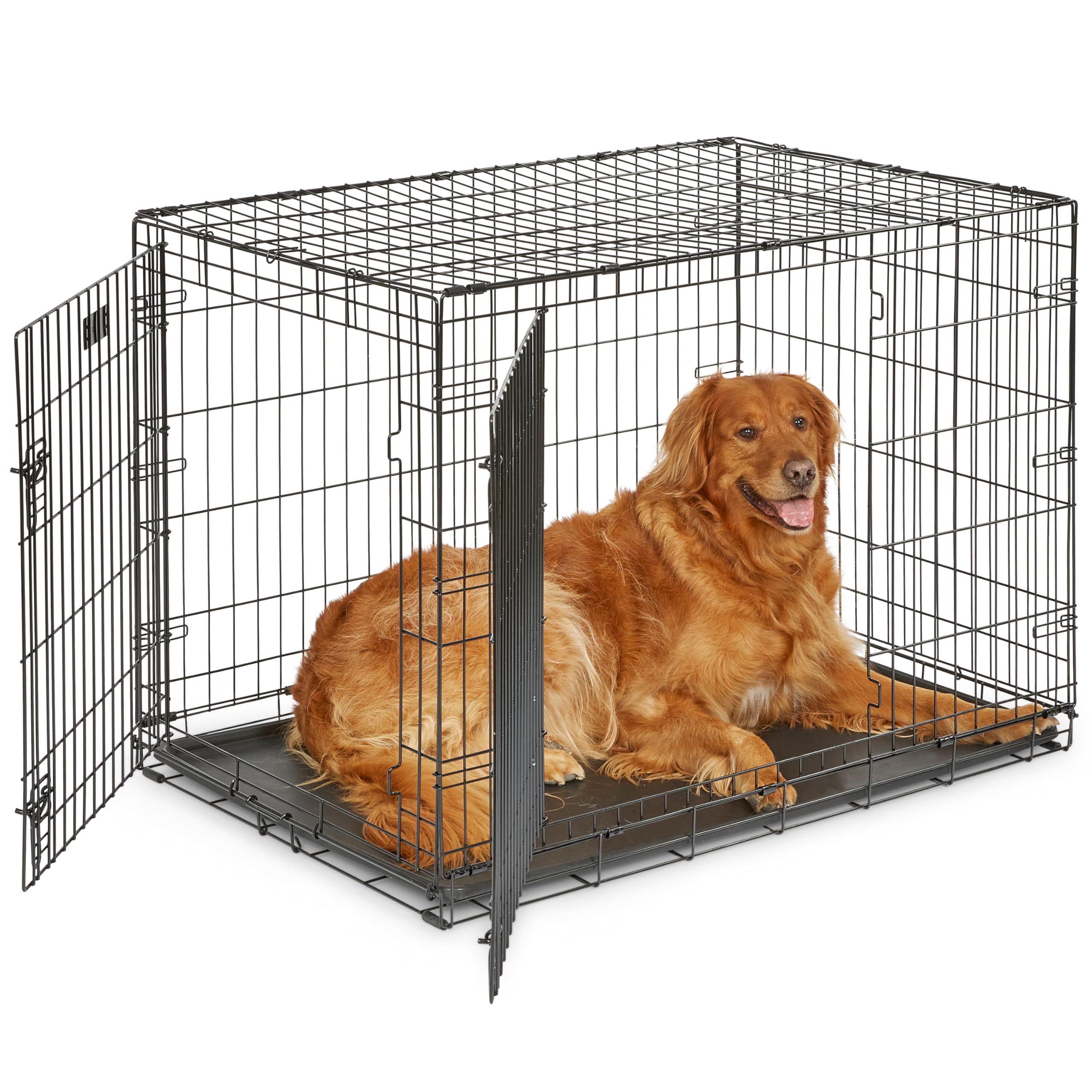 MidWest Homes for Pets 30-Inch iCrate for Medium Breeds, 21-40 lbs, Single Door Folding Dog Crate with Divider Panel, Leak-Proof Tray & Secure Latch, Portable, Durable & Easy to Assemble Gronata