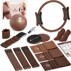 NANATI Pilates Kit 19PCS,Pilates Essentials Kit for Women,Pilates Equipment with 14.5" Pilates Ring and Ball,8 Resistance Bands,Ankle Weights,Sliders & Grip Socks Accessories for Starter Home Workouts Gronata