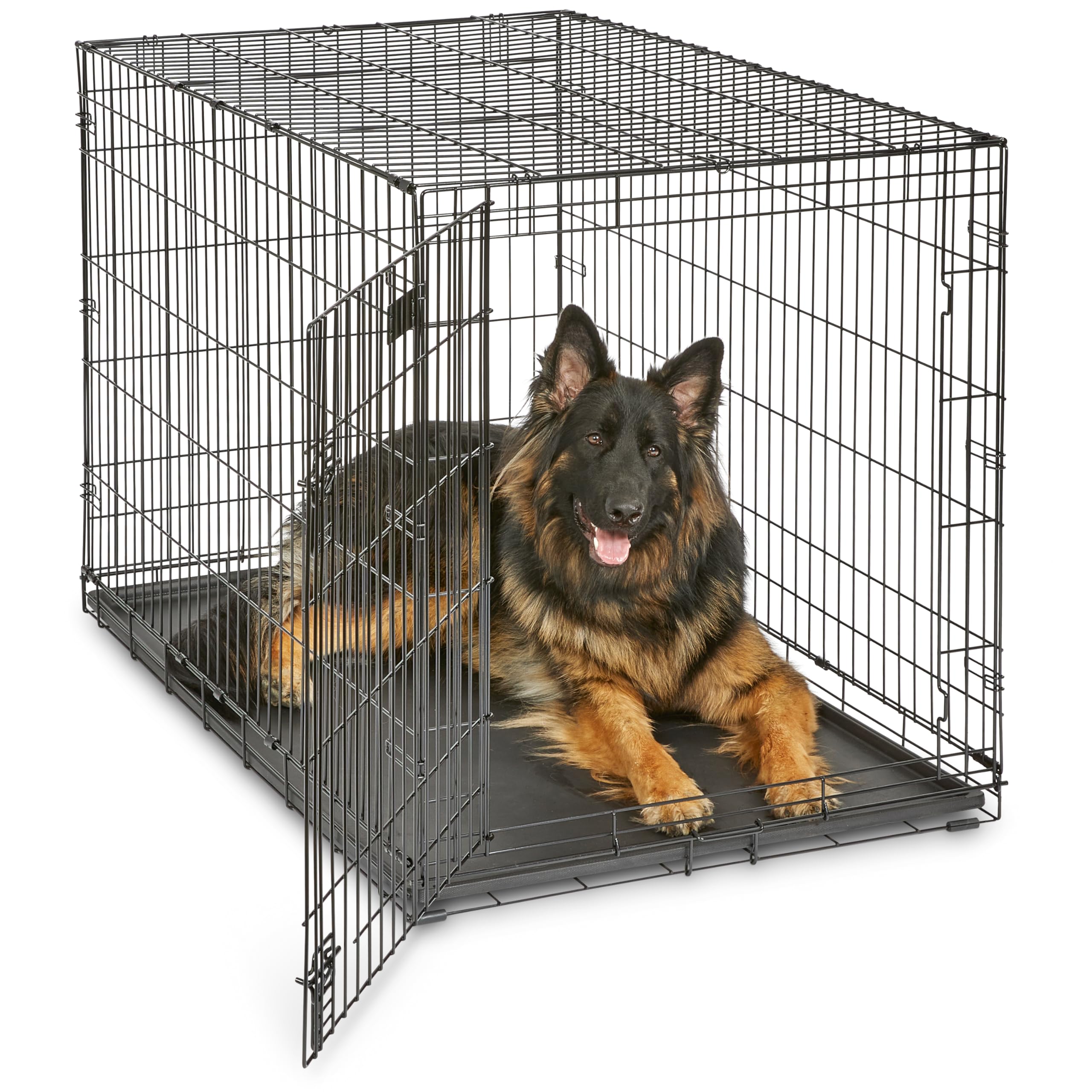 MidWest Homes for Pets 30-Inch iCrate for Medium Breeds, 21-40 lbs, Single Door Folding Dog Crate with Divider Panel, Leak-Proof Tray & Secure Latch, Portable, Durable & Easy to Assemble Gronata