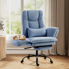 Office Chair,Big and Tall Heavy-Duty Executive Reclining Computer Gaming Chair with Footrest,Flip Armrests,Lumbar Pillow&Thicken Wider Seat for Criss Cross Legged Desk Vanity Chair,Teddy Fabric White Gronata