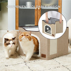 Bedsure Cat Beds for Indoor Cats - Large Cat Cave for Pet Cat House with Fluffy Ball Hanging and Scratch Pad, Foldable Cat Hideaway, 16.5x16.5x13 inches, Grey Gronata