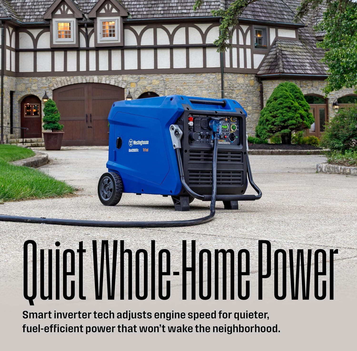 Westinghouse 12000 Peak Watt Tri-Fuel Portable Inverter Generator, Remote Start, Transfer Switch Ready, Gas/Propane/Natural Gas Powered, Low THD, Safe for Electronics, Parallel Capable, CO Sensor Gronata