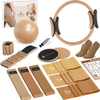 NANATI Pilates Kit 19PCS,Pilates Essentials Kit for Women,Pilates Equipment with 14.5" Pilates Ring and Ball,8 Resistance Bands,Ankle Weights,Sliders & Grip Socks Accessories for Starter Home Workouts Gronata