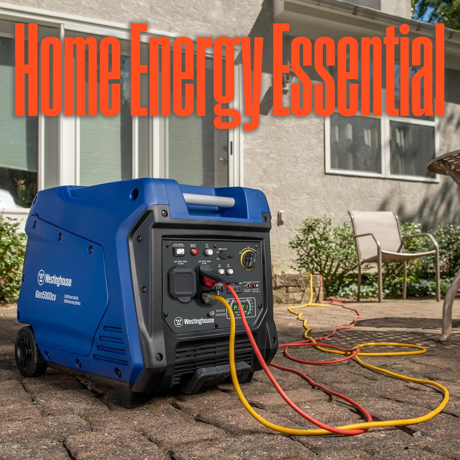 Westinghouse 5000 Peak Watt Super Quiet Portable Inverter Generator, Wheel & Handle Kit, RV Ready 30A Outlet, Gas Powered, CO Sensor, Parallel Capable,Blue Gronata