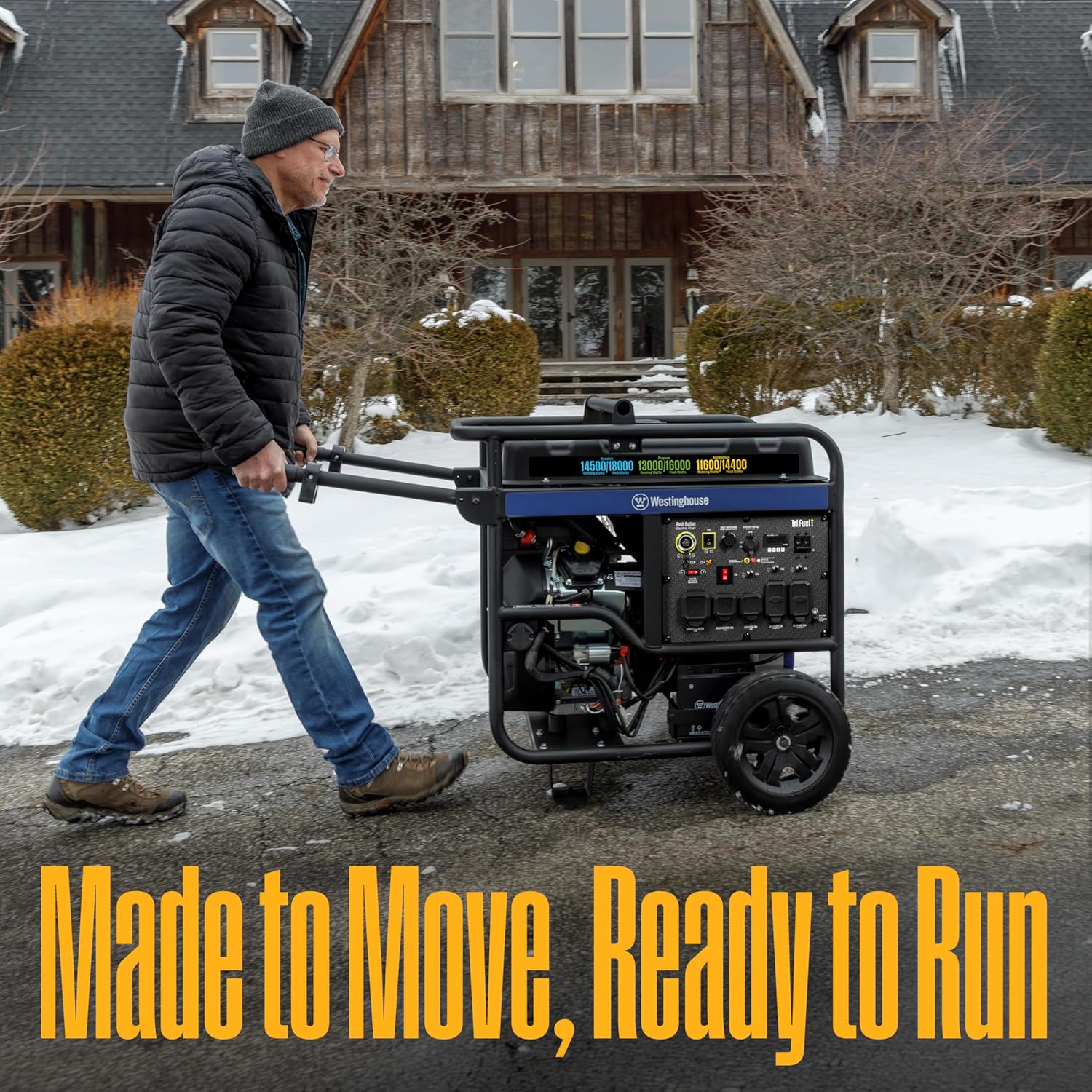 Westinghouse 18000 Peak Watt Tri-Fuel Home Backup Portable Generator, Remote Electric Start, Transfer Switch Ready, Gas, Propane, and Natural Gas Powered, CO Sensor Gronata