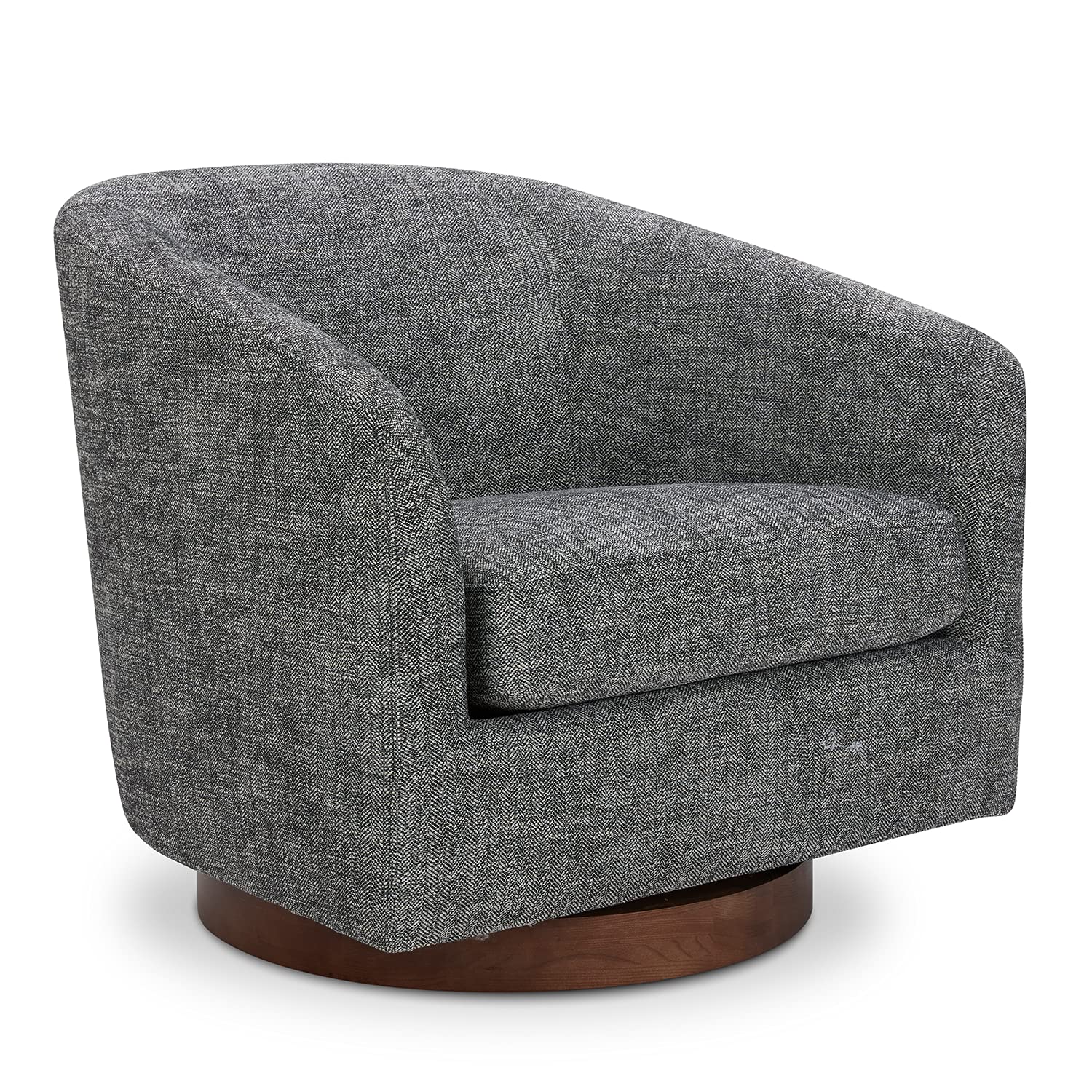CHITA Swivel Accent Chair, Fully Assembled Fabric Barrel Armchair with FSC Certified Upholstered for Living Room, Bedroom and Office, Cream Gronata