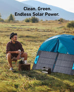 Anker 521 Portable Power Station Upgraded with LiFePO4 Battery, 256Wh 6-Port PowerHouse, 300W (Peak 600W) Solar Generator with 100W Solar Panel, 2 AC Outlets, 60W USB-C PD Output, Outdoor Generator Gronata