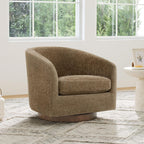 CHITA Swivel Accent Chair, Fully Assembled Fabric Barrel Armchair with FSC Certified Upholstered for Living Room, Bedroom and Office, Cream Gronata