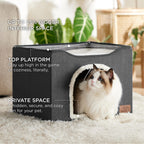 Bedsure Cat Beds for Indoor Cats - Large Cat Cave for Pet Cat House with Fluffy Ball Hanging and Scratch Pad, Foldable Cat Hideaway, 16.5x16.5x13 inches, Grey Gronata