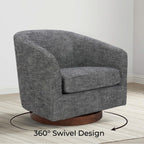 CHITA Swivel Accent Chair, Fully Assembled Fabric Barrel Armchair with FSC Certified Upholstered for Living Room, Bedroom and Office, Cream Gronata