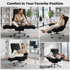 Big and Tall Office Chair, Flip Armrests for Pets & Cross Legged Sitting, Executive Ergonomic Computer Gaming Chair with Foot Rest, Teddy Fleece Wide Seat Reclining Desk Chair, White Vanity Chair Gronata
