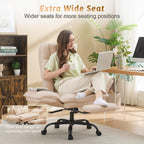 Office Chair,Big and Tall Heavy-Duty Executive Reclining Computer Gaming Chair with Footrest,Flip Armrests,Lumbar Pillow&Thicken Wider Seat for Criss Cross Legged Desk Vanity Chair,Teddy Fabric White Gronata