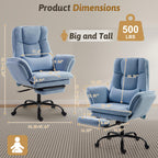 Office Chair,Big and Tall Heavy-Duty Executive Reclining Computer Gaming Chair with Footrest,Flip Armrests,Lumbar Pillow&Thicken Wider Seat for Criss Cross Legged Desk Vanity Chair,Teddy Fabric White Gronata