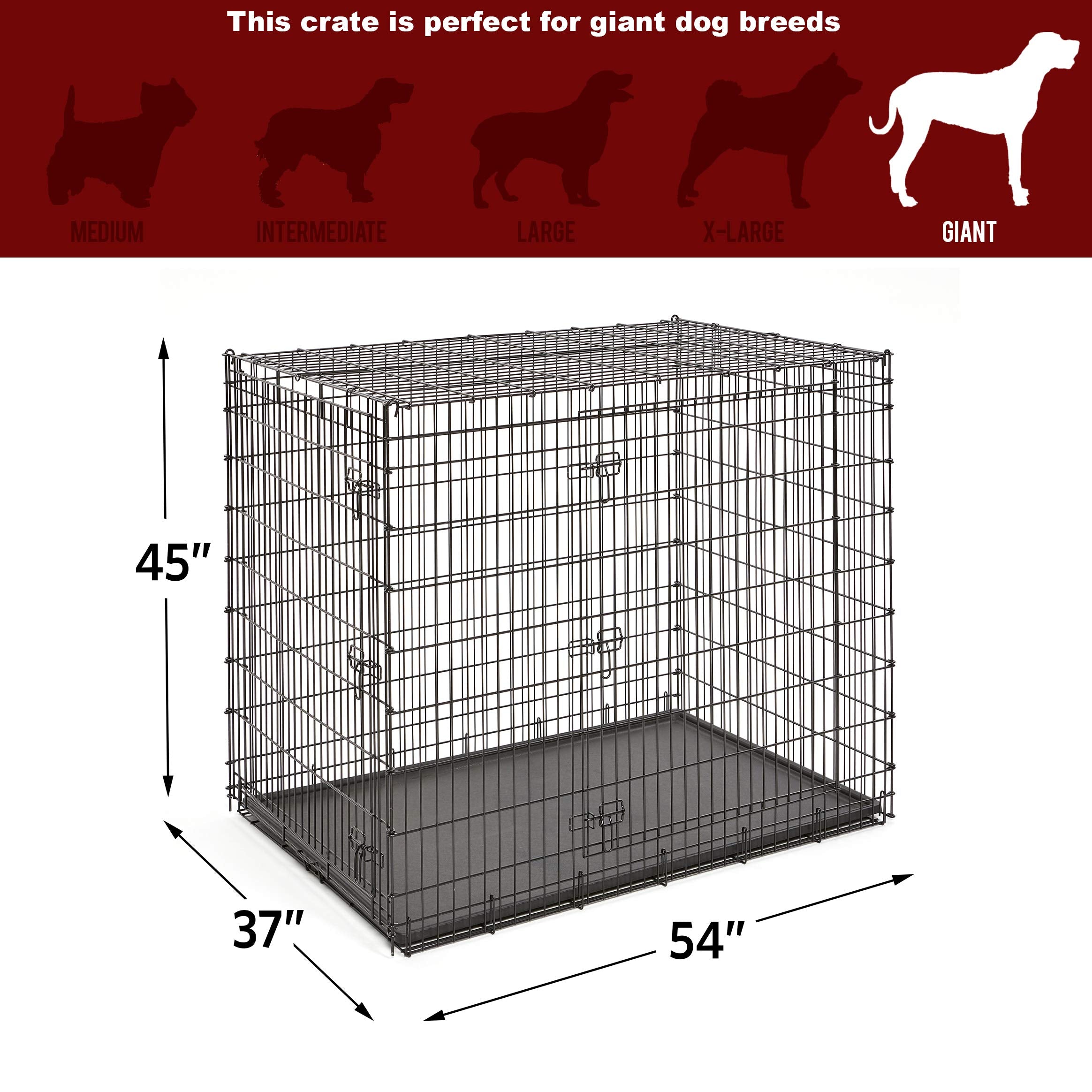 MidWest Homes for Pets 30-Inch iCrate for Medium Breeds, 21-40 lbs, Single Door Folding Dog Crate with Divider Panel, Leak-Proof Tray & Secure Latch, Portable, Durable & Easy to Assemble Gronata