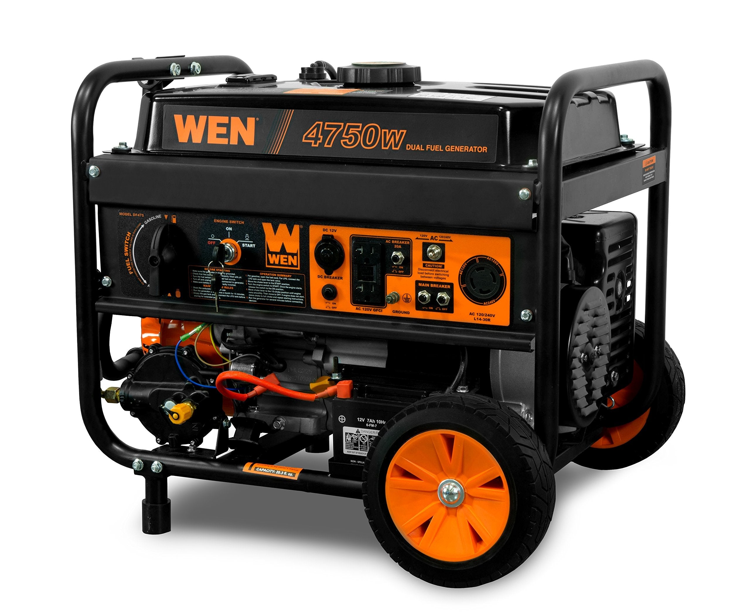 WEN 4,750-Watt 120V/240V Dual Fuel Portable Generator with Wheel Kit and Electric Start (DF475T) Gronata