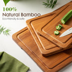 Astercook Deep-Carbonized Bamboo Cutting Boards for Kitchen with Wood Storage Stand, Reversible Charcuterie & Chopping Boards with Juice Grooves and Easy-Grip Handles, Fathers Day Gift for Men Gronata