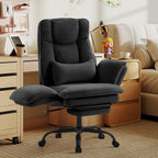 Office Chair,Big and Tall Heavy-Duty Executive Reclining Computer Gaming Chair with Footrest,Flip Armrests,Lumbar Pillow&Thicken Wider Seat for Criss Cross Legged Desk Vanity Chair,Teddy Fabric White Gronata