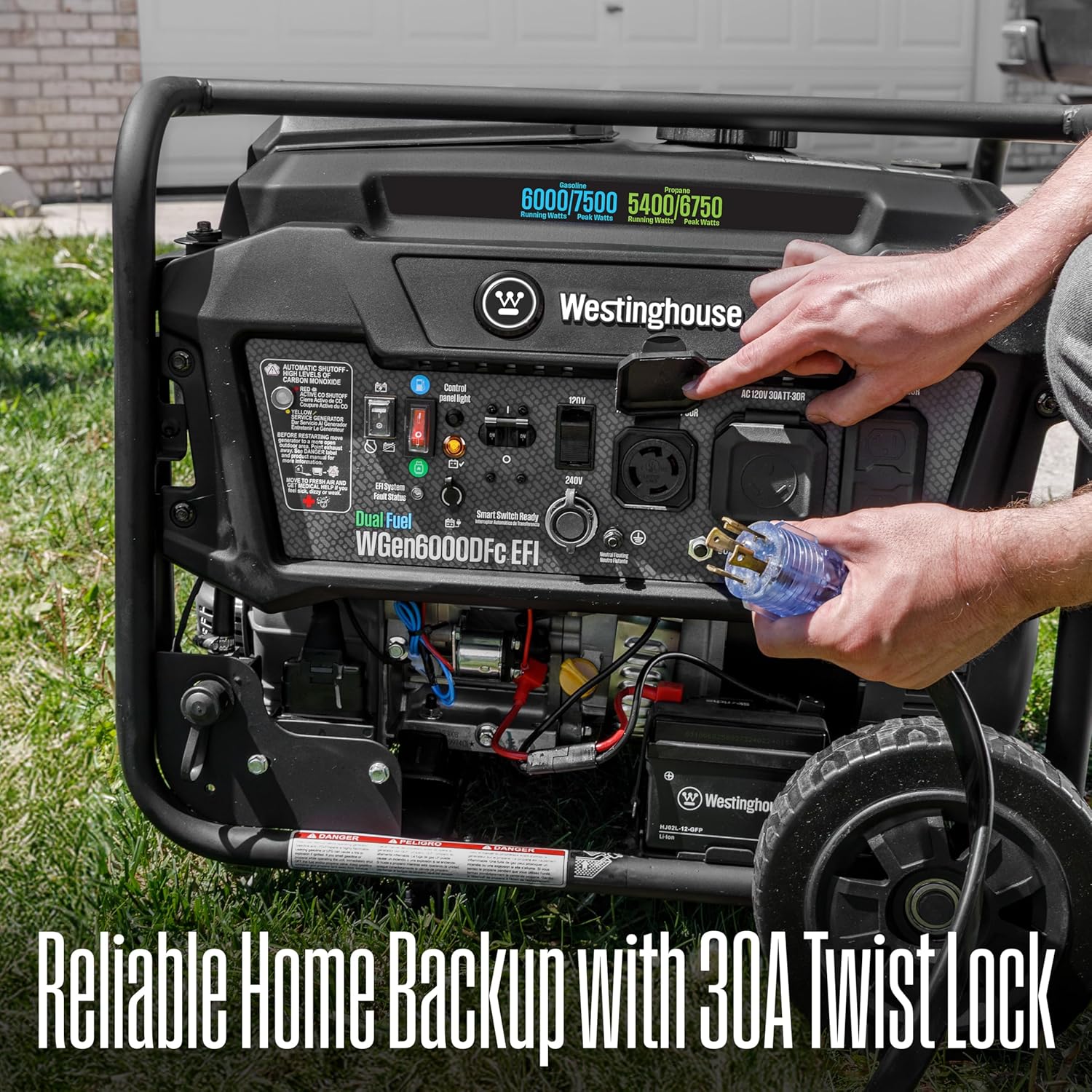 Westinghouse 7500 Peak Watt EFI Dual Fuel Home Backup Portable Generator, Remote Electric Start, Transfer Switch Ready, Gas and Propane Powered, CO Sensor, CARB Compliant Gronata