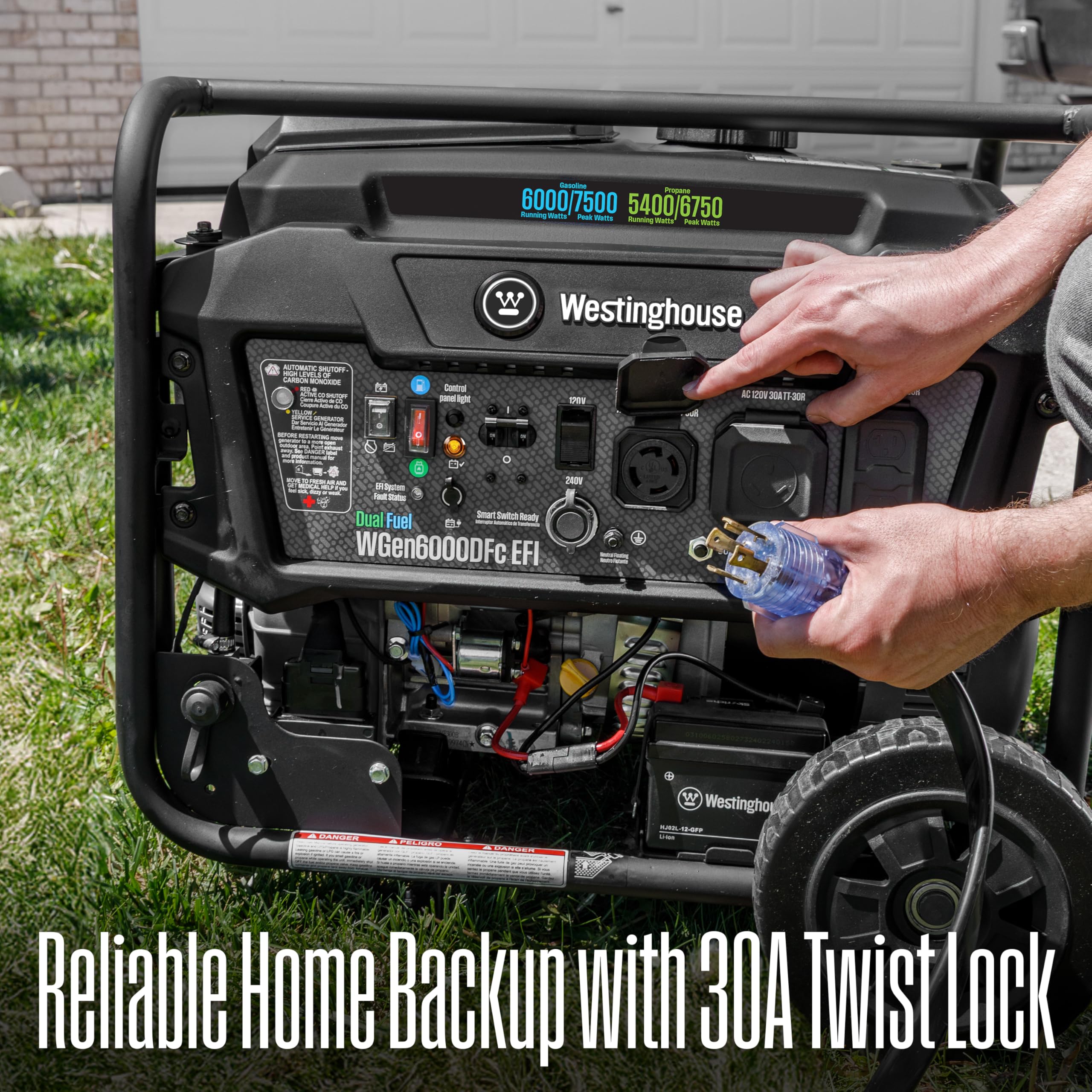 Westinghouse 9500 Peak Watt Dual Fuel Home Backup Portable Generator, Electric Start, Transfer Switch Ready, Gas & Propane Powered, CO Sensor Gronata