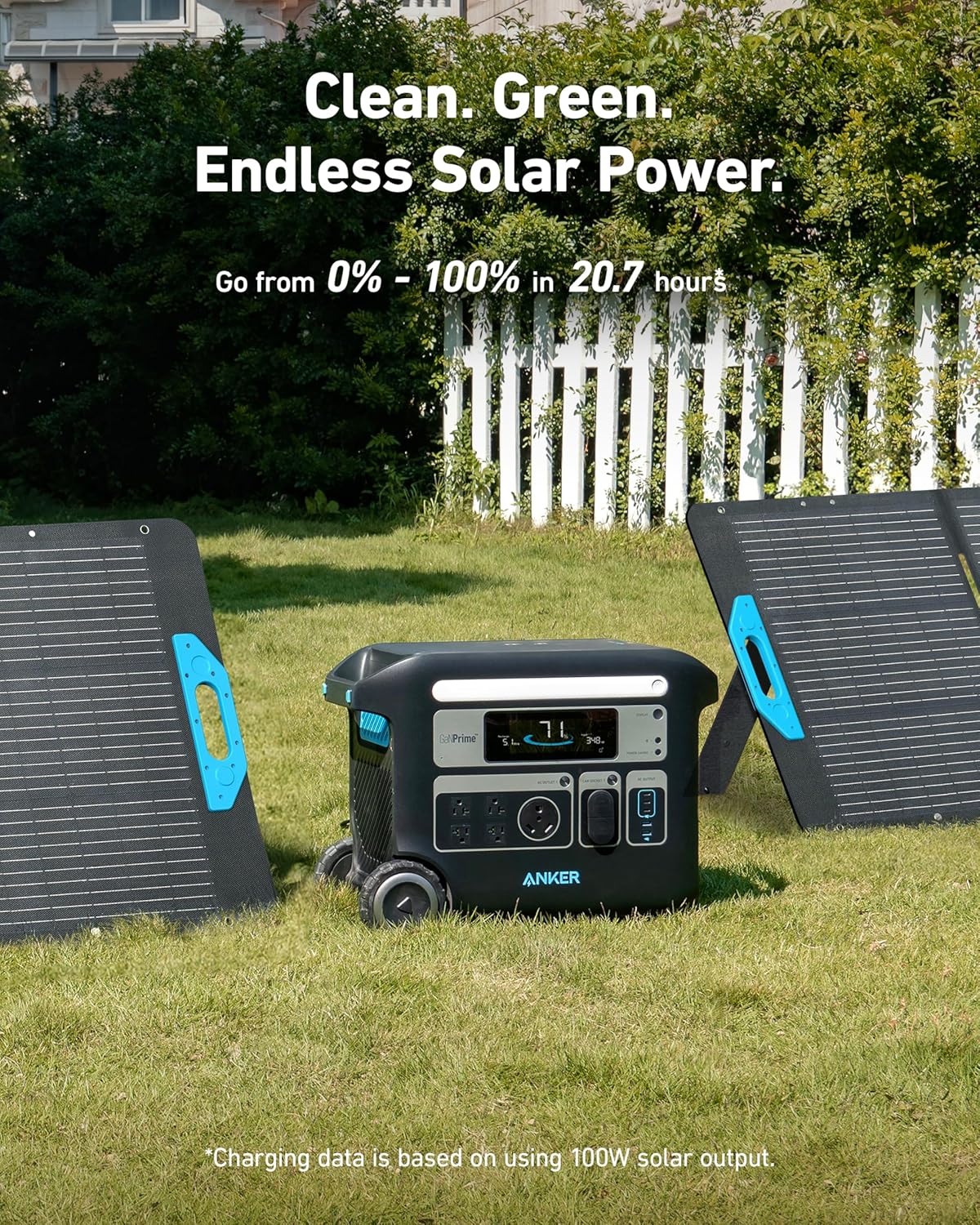 Anker SOLIX F2000 Portable Power Station, Powerhouse 767, 2048Wh GaNPrime Solar Generator with 100W Solar Panel, LiFePO4 Batteries, 4 AC Outlets Up to 2400W for Home, Power Outage, Outdoor Camping Gronata