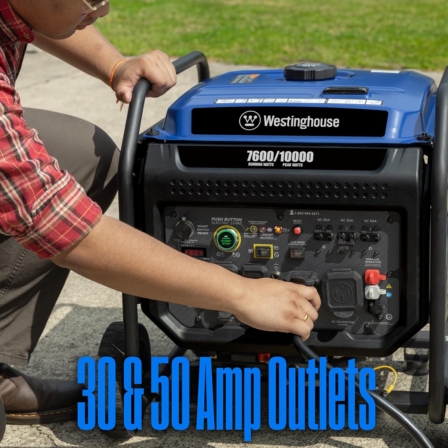 Westinghouse 10000 Peak Watt Portable Open Frame Inverter Generator, Remote Electric Start with Auto Choke, Transfer Switch Ready, Gas Powered, CO Sensor Gronata