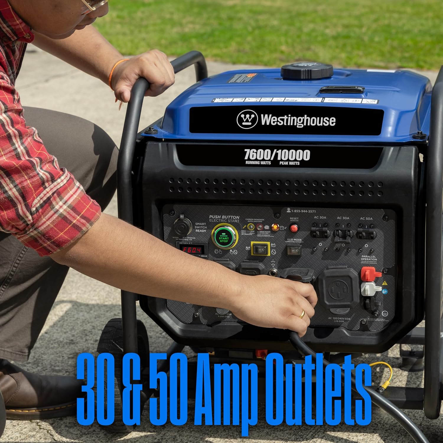 Westinghouse 10000 Peak Watt Portable Open Frame Inverter Generator, Remote Electric Start with Auto Choke, Transfer Switch Ready, Gas Powered, CO Sensor Gronata
