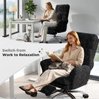 Big and Tall Office Chair, Flip Armrests for Pets & Cross Legged Sitting, Executive Ergonomic Computer Gaming Chair with Foot Rest, Teddy Fleece Wide Seat Reclining Desk Chair, White Vanity Chair Gronata