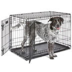 MidWest Homes for Pets 30-Inch iCrate for Medium Breeds, 21-40 lbs, Single Door Folding Dog Crate with Divider Panel, Leak-Proof Tray & Secure Latch, Portable, Durable & Easy to Assemble Gronata