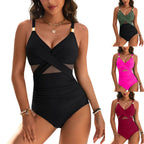 Women's Fashion One-piece Pure Color Mesh Swimsuit Bikini Gronata