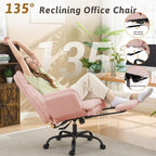 Office Chair,Big and Tall Heavy-Duty Executive Reclining Computer Gaming Chair with Footrest,Flip Armrests,Lumbar Pillow&Thicken Wider Seat for Criss Cross Legged Desk Vanity Chair,Teddy Fabric White Gronata