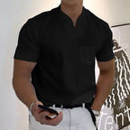 Summer Short Sleeve Shirt Men Fitness Plus Size Sports T-Shirt Elastic Cotton Pocket Gronata