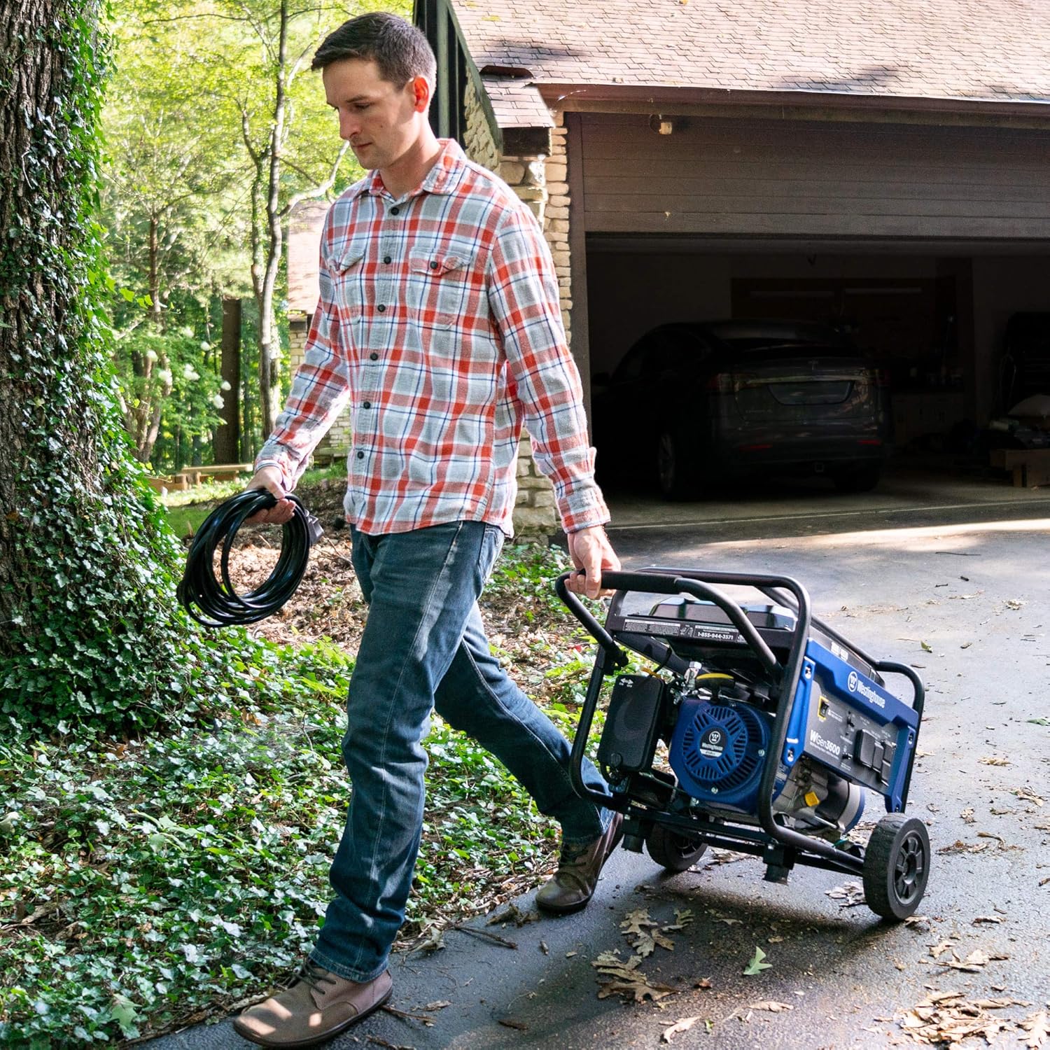 Westinghouse WGen3600 Portable Generator, 4650 Peak Watts & 3600 Rated Watts, RV Ready 30A Outlet, Wheel & Handle Kit, Gas Powered Gronata