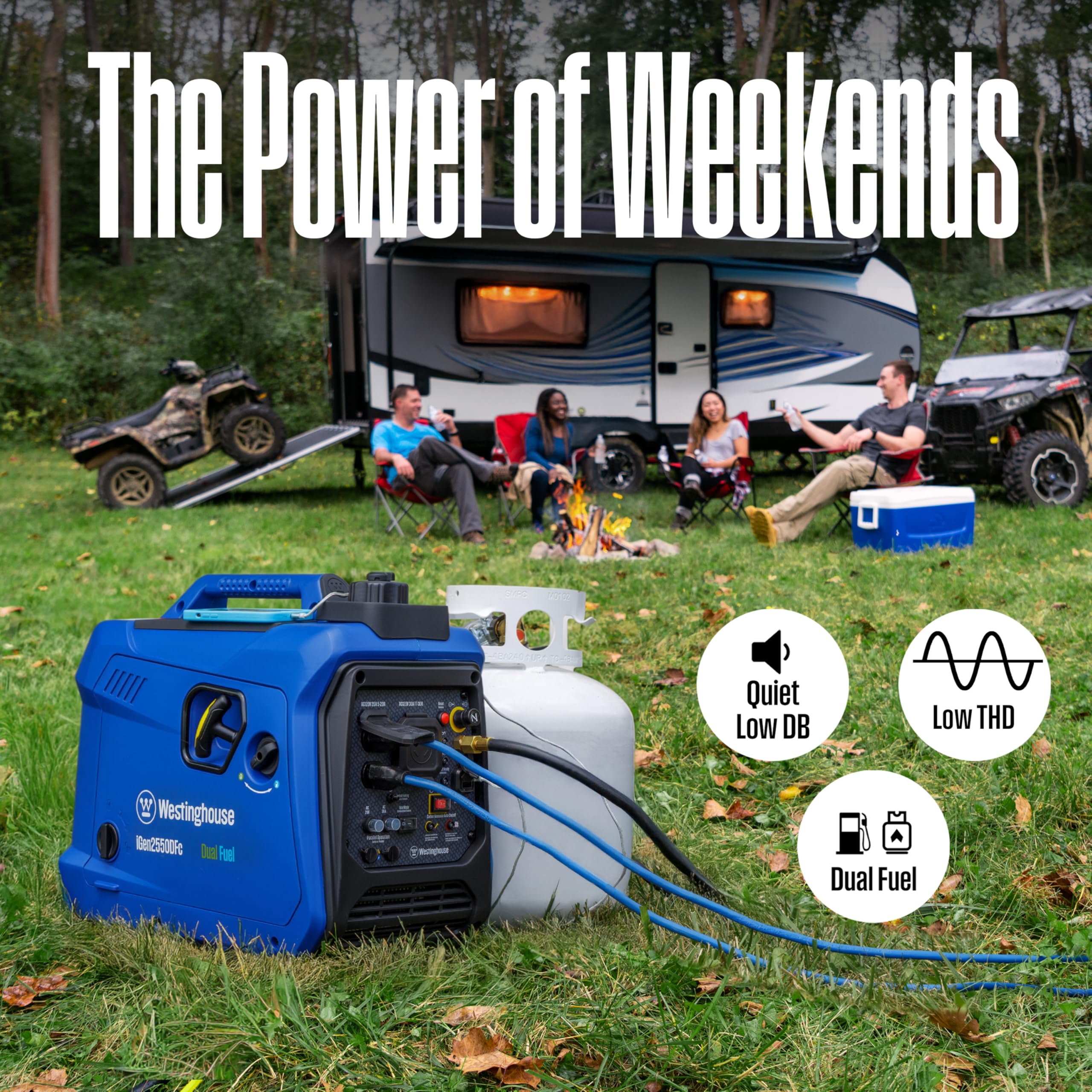 Westinghouse 2550 Peak Watt Super Quiet & Lightweight Portable Inverter Generator, RV Ready 30A Outlet, Gas and Propane Powered, CO Sensor, Parallel Capable, Long Run Time Gronata
