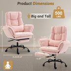 Office Chair,Big and Tall Heavy-Duty Executive Reclining Computer Gaming Chair with Footrest,Flip Armrests,Lumbar Pillow&Thicken Wider Seat for Criss Cross Legged Desk Vanity Chair,Teddy Fabric White Gronata