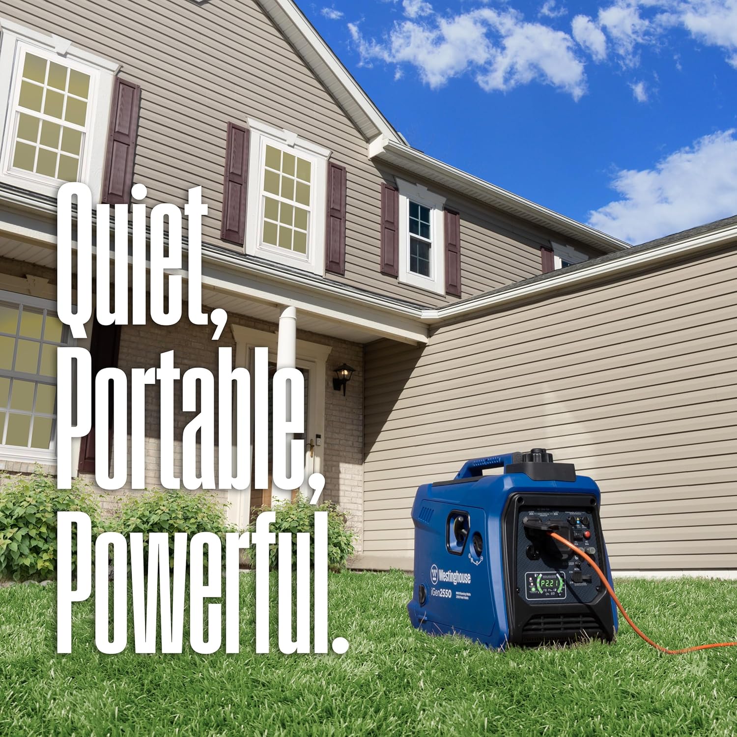 Westinghouse 2550 Peak Watt Super Quiet & Lightweight Portable Inverter Generator, RV Ready 30A Outlet, Gas Powered, Parallel Capable, Long Run Time,Blue Gronata
