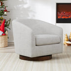CHITA Swivel Accent Chair, Fully Assembled Fabric Barrel Armchair with FSC Certified Upholstered for Living Room, Bedroom and Office, Cream Gronata