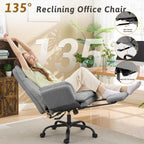 Office Chair,Big and Tall Heavy-Duty Executive Reclining Computer Gaming Chair with Footrest,Flip Armrests,Lumbar Pillow&Thicken Wider Seat for Criss Cross Legged Desk Vanity Chair,Teddy Fabric White Gronata