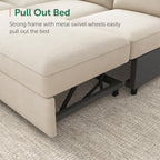 HONBAY Sectional Sleeper Sofa with Pull Out Bed U-Shape Sectional Couch Sleeper Bed with Storage Chaise 6 Seater Sleeper Sectional Sofa, Light Grey Gronata