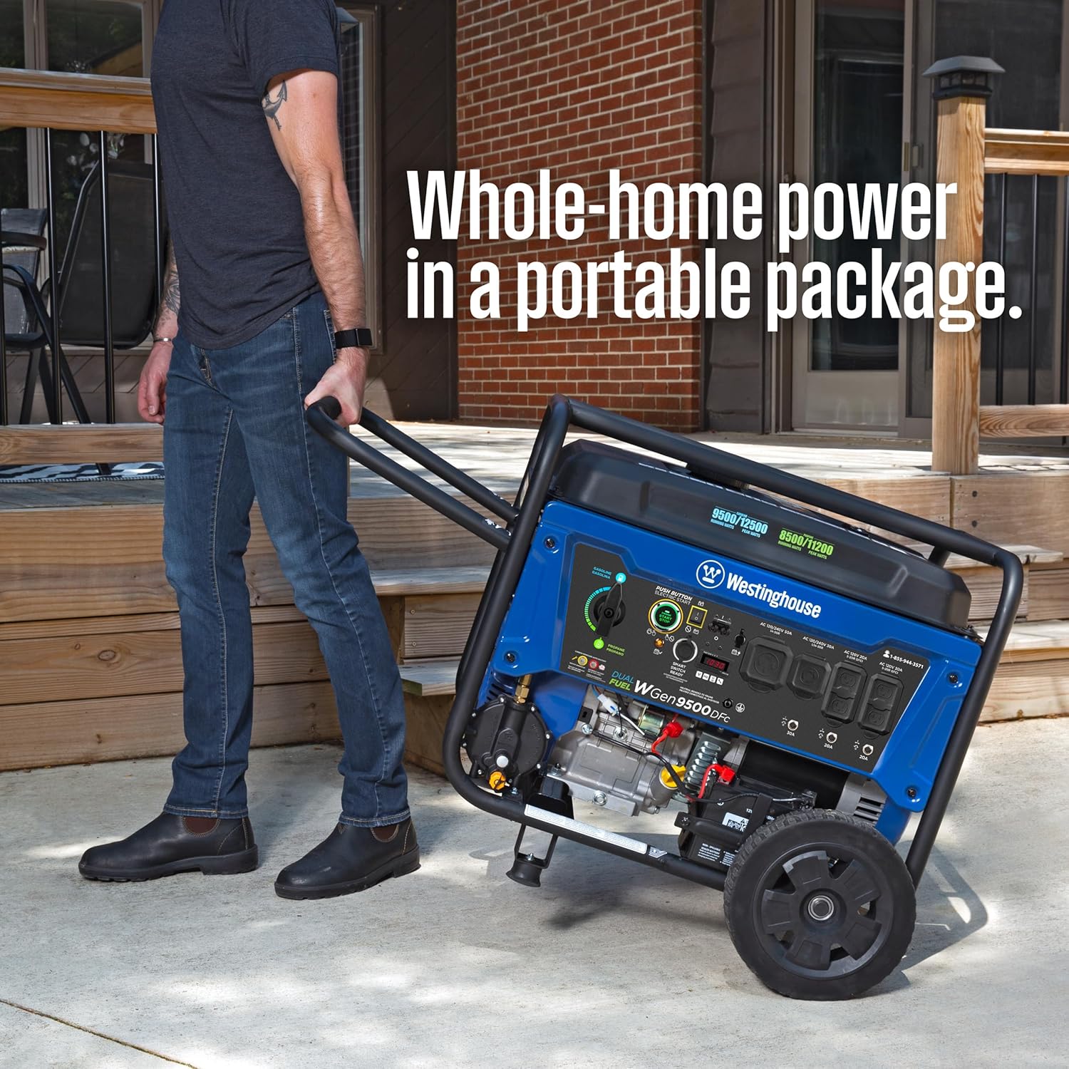 Westinghouse 12500 Peak Watt Dual Fuel Home Backup Portable Generator, Remote Electric Start, Transfer Switch Ready, Gas and Propane Powered, CO Sensor Gronata