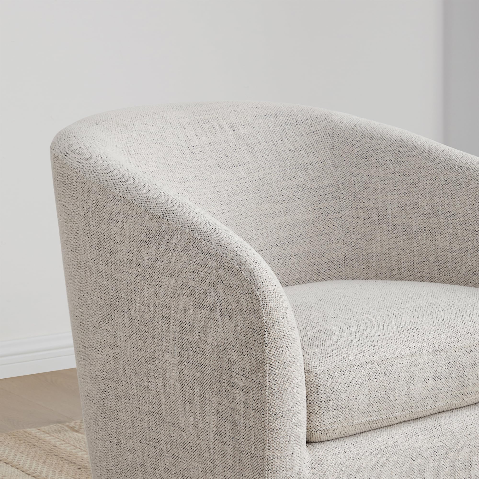 CHITA Swivel Accent Chair, Fully Assembled Fabric Barrel Armchair with FSC Certified Upholstered for Living Room, Bedroom and Office, Cream Gronata