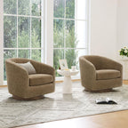 CHITA Swivel Accent Chair, Fully Assembled Fabric Barrel Armchair with FSC Certified Upholstered for Living Room, Bedroom and Office, Cream Gronata