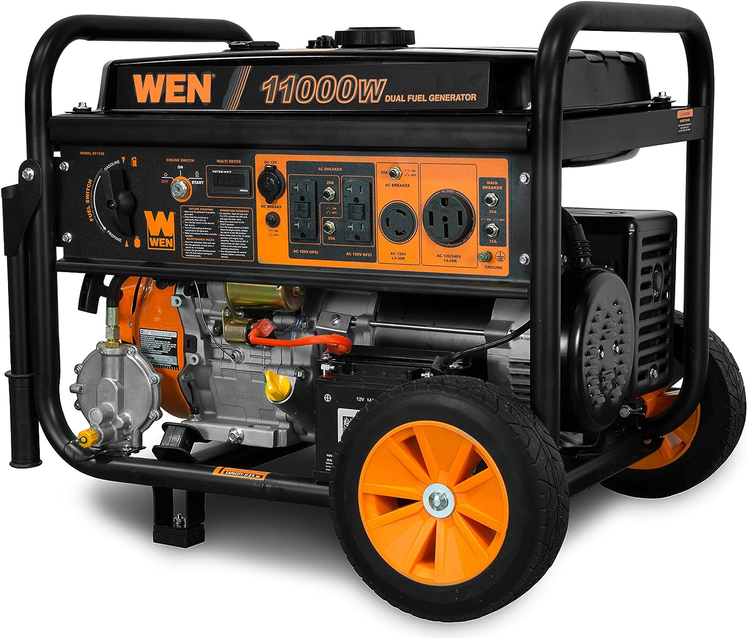 WEN 11,000-Watt 120V/240V Dual Fuel Portable Generator with Wheel Kit and Electric Start (DF1100T) Gronata