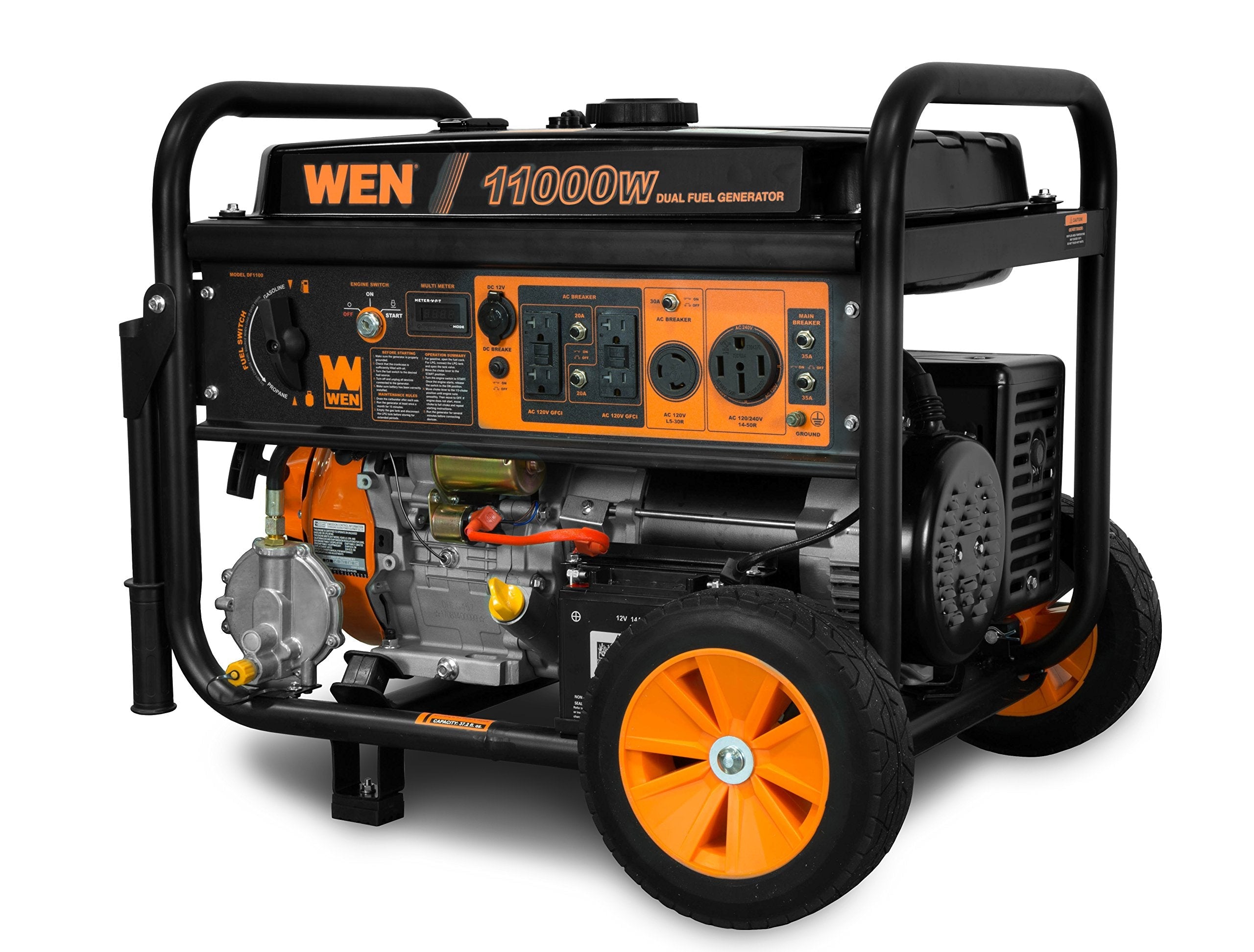 WEN 11,000-Watt 120V/240V Dual Fuel Portable Generator with Wheel Kit and Electric Start (DF1100T) Gronata