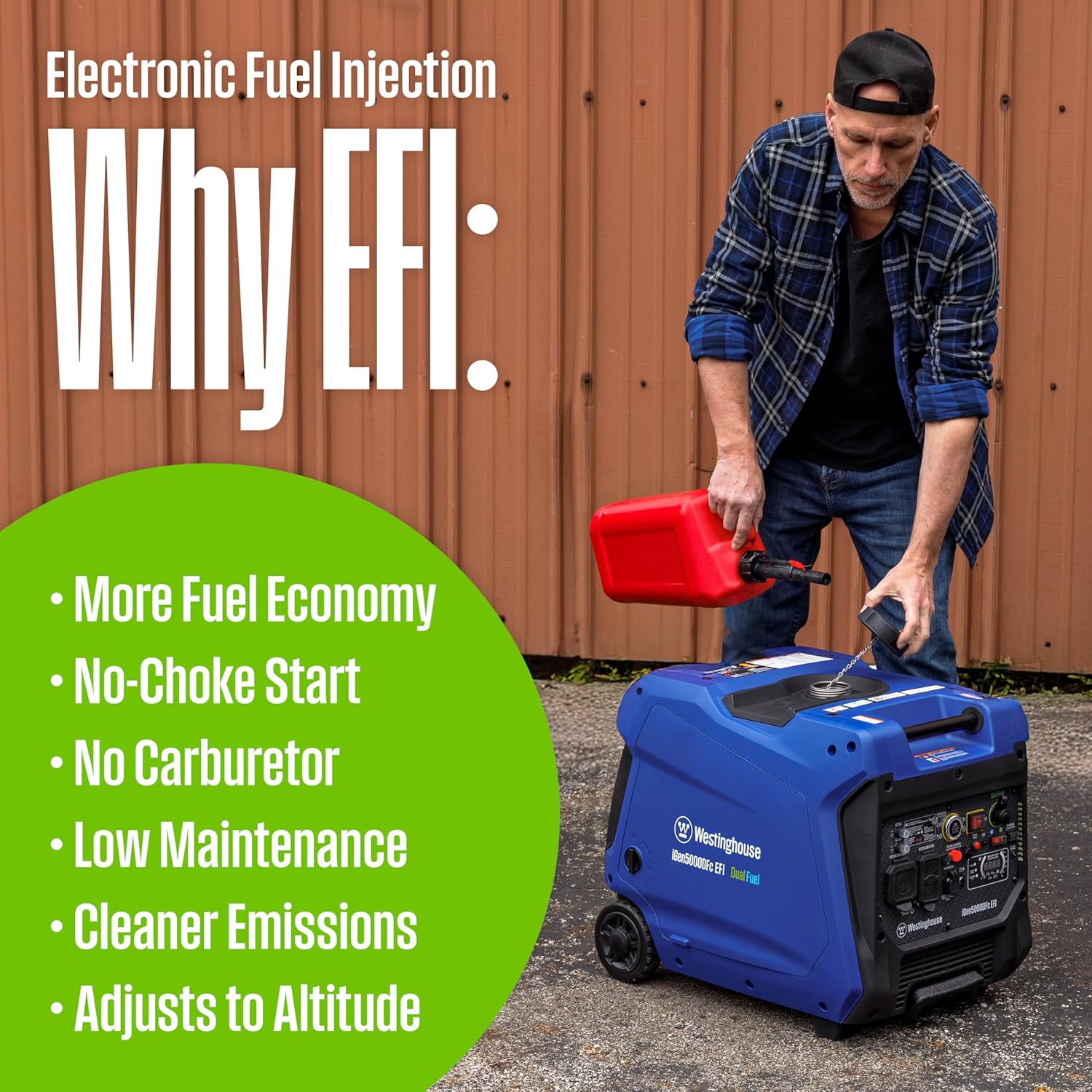 Westinghouse 5000 Peak Watt Super Quiet Dual Fuel Portable Inverter EFI Generator, Remote Electric Start, Gas & Propane Powered, RV Ready, CO Sensor, Parallel Capable, CARB Compliant Gronata