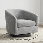 CHITA Swivel Accent Chair, Fully Assembled Fabric Barrel Armchair with FSC Certified Upholstered for Living Room, Bedroom and Office, Cream Gronata