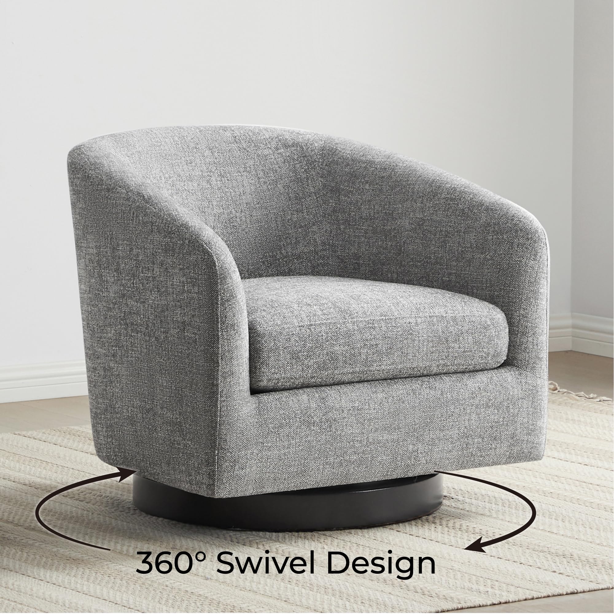 CHITA Swivel Accent Chair, Fully Assembled Fabric Barrel Armchair with FSC Certified Upholstered for Living Room, Bedroom and Office, Cream Gronata
